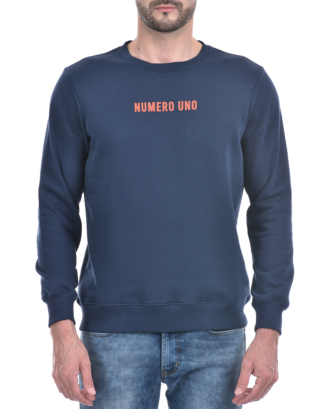 Numero Uno Men Typography Blue Sweat Shirt